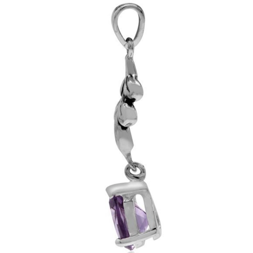 .67 Carat Natural Amethyst 925 Sterling Silver Drop Leaf Flourish Pendant NWT - Picture 3 of 6